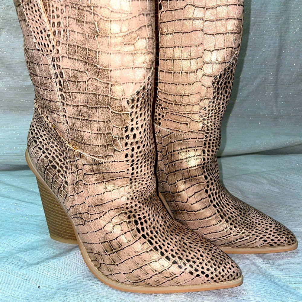 Cowboy Style Snake Print Boots/Booties